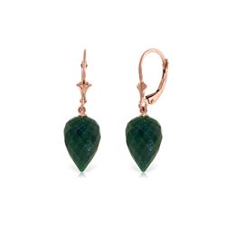 Genuine 25.7 ctw Green Sapphire Corundum Earrings 14KT Rose Gold - REF-37V7W