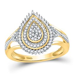 Diamond Concentric Teardrop Cluster Ring 1/4 Cttw 10kt Yellow Gold