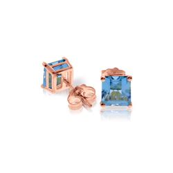 Genuine 1.75 ctw Blue Topaz Earrings 14KT Rose Gold - REF-24V3W