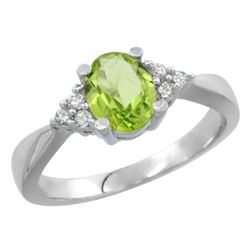 1.06 CTW Peridot & Diamond Ring 14K White Gold - REF-36H9M