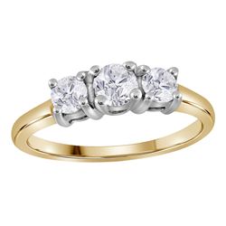 Diamond 3-stone Bridal Wedding Engagement Ring 3/4 Cttw 14kt Yellow Gold