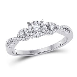 Diamond Solitaire Halo Twist Bridal Wedding Engagement Ring 1/4 Cttw 10kt White Gold