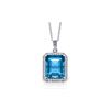 Genuine 7.8 ctw Blue Topaz & Diamond Necklace 14KT White Gold - REF-72N8R