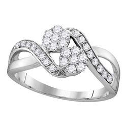 Diamond 2-stone Bridal Wedding Engagement Ring 1/2 Cttw 14kt White Gold