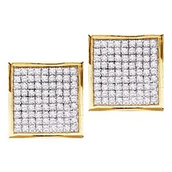 Diamond Square Cluster Stud Earrings 1/20 Cttw 10kt Yellow Gold