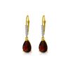 Genuine 3.15 ctw Garnet & Diamond Earrings 14KT Yellow Gold - REF-44H3X