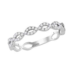 Diamond Twist Stackable Band Ring 1/5 Cttw 10kt White Gold