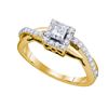 Diamond Solitaire Halo Bridal Wedding Engagement Ring 1/2 Cttw 14kt Yellow Gold