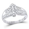 Marquise Diamond Bridal Wedding Engagement Ring Band Set 1/2 Cttw 14kt White Gold
