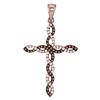 Round Brown Diamond Cross Faith Pendant 1/5 Cttw 14kt Rose Gold