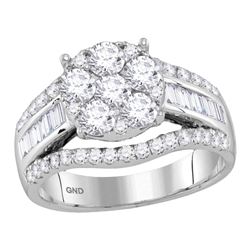 Diamond Cluster Bridal Wedding Engagement Ring 1-7/8 Cttw 14kt White Gold