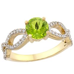 1 CTW Peridot & Diamond Ring 14K Yellow Gold - REF-49K6W