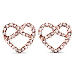 Diamond Pretzel Heart Stud Earrings 1/6 Cttw 10kt Rose Gold