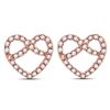 Diamond Pretzel Heart Stud Earrings 1/6 Cttw 10kt Rose Gold