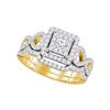 Diamond Woven Bridal Wedding Engagement Ring Band Set 7/8 Cttw 14kt Yellow Gold