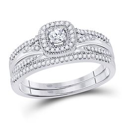 Diamond Bridal Wedding Engagement Ring Band Set 1/3 Cttw 10k White Gold