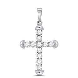 Diamond Cross Faith Pendant 1/3 Cttw 10kt White Gold