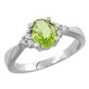 Image 1 : 1.06 CTW Peridot & Diamond Ring 10K White Gold - REF-28K4W