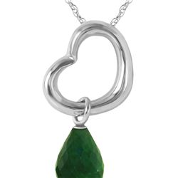 Genuine 3.3 ctw Green Sapphire Corundum Necklace 14KT White Gold - REF-30F7Z