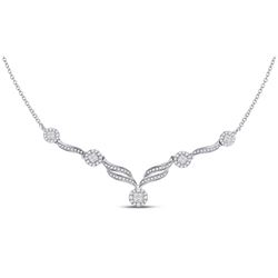 Diamond Cocktail Cluster Necklace 1.00 Cttw 14kt White Gold