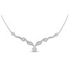 Image 1 : Diamond Cocktail Cluster Necklace 1.00 Cttw 14kt White Gold