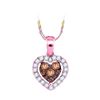 Image 1 : Round Brown Diamond Frame Heart Cluster Pendant 1/3 Cttw 14kt Rose Gold