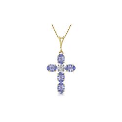 Genuine 1.75 ctw Tanzanite & Diamond Necklace 14KT Yellow Gold - REF-52F9Z