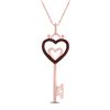 Image 1 : Round Red Color Enhanced Diamond Key Love Heart Pendant 1/10 Cttw 10kt Rose Gold