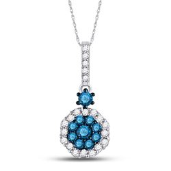Round Black Color Enhanced Diamond Cluster Pendant 1/2 Cttw 10kt White Gold