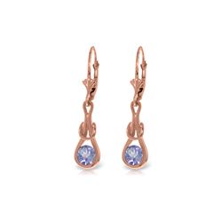 Genuine 1.30 ctw Tanzanite Earrings 14KT Rose Gold - REF-61T3A