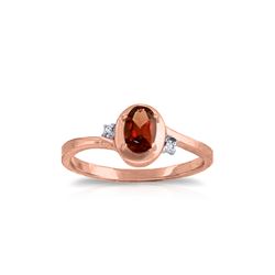 Genuine 0.51 ctw Garnet & Diamond Ring 14KT Rose Gold - REF-25H4X