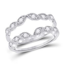 Diamond Milgrain Wrap Ring Guard Enhancer 1/3 Cttw 14kt White Gold