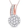 Image 1 : Diamond Flower Cluster Pendant 1/6 Cttw 14kt Rose Gold