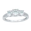 Image 1 : Round Lab-Created White Sapphire 3-stone Ring 1-3/8 Cttw 10kt White Gold