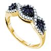 Image 1 : Round Black Color Enhanced Diamond Flower Cluster Band Ring 1/2 Cttw 14kt Yellow Gold