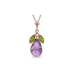 Genuine 7.2 ctw Amethyst & Peridot Necklace 14KT Rose Gold - REF-30Y5F