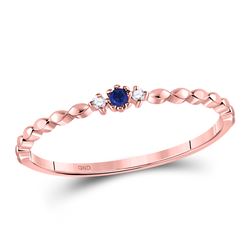 Round Pink Sapphire Diamond Stackable Band Ring .03 Cttw 10kt Rose Gold