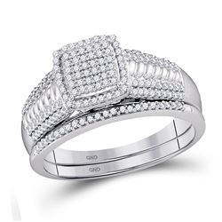 Diamond Bridal Wedding Engagement Ring Band Set 3/8 Cttw 10kt White Gold