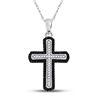 Image 1 : Round Black Color Enhanced Diamond Cross Pendant 1/5 Cttw 10kt White Gold