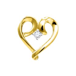 Diamond Solitaire Heart Pendant 1/20 Cttw 10kt Yellow Gold