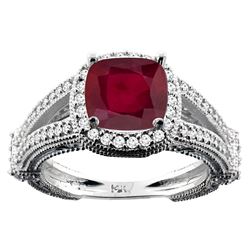 3.85 CTW Ruby & Diamond Ring 10K White Gold - REF-53M2K