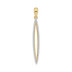 Diamond Narrow Oval Outline Pendant 1/5 Cttw 10kt Yellow Gold