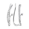 Image 1 : Diamond Curved Climber Earrings 1/10 Cttw 10kt White Gold