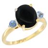 Image 1 : 1.79 CTW Onyx & Blue Sapphire Ring 10K Yellow Gold - REF-22M4K