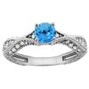 Image 1 : 0.81 CTW Swiss Blue Topaz & Diamond Ring 14K White Gold - REF-67M8K