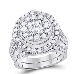 Diamond Bridal Wedding Engagement Ring Band Set 2.00 Cttw 14kt White Gold