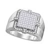 Image 1 : Mens Diamond Square Frame Cluster Ring 1.00 Cttw 10kt White Gold