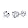 Image 1 : Diamond Solitaire Illusion-set Stud Earrings 1/10 Cttw 10kt White Gold
