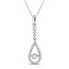 Image 1 : Round Moving Twinkle Diamond Teardrop Pendant 1/5 Cttw 10kt White Gold