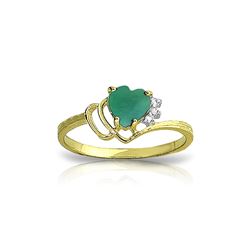 Genuine 1.02 ctw Emerald & Diamond Ring 14KT Yellow Gold - REF-36T9A